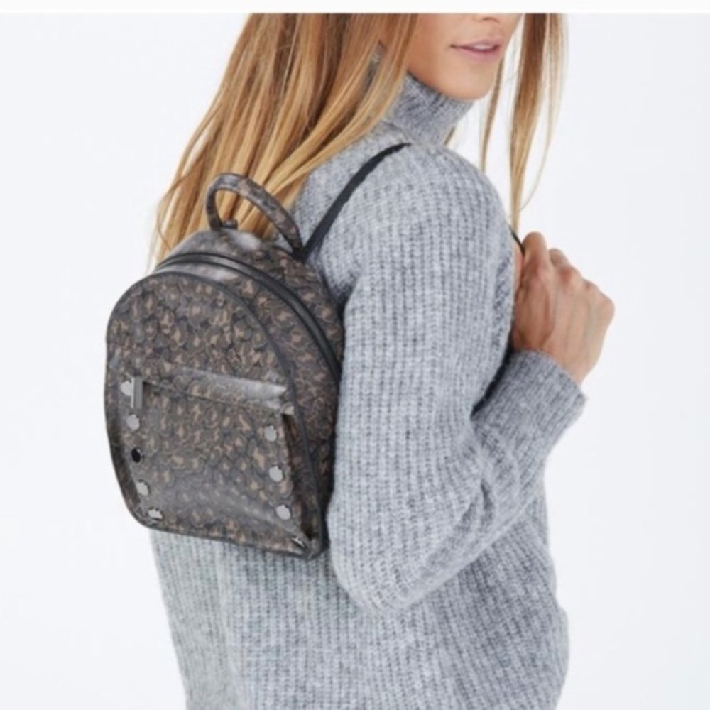 Hammitt Shane Black Leopard Leather Backpack